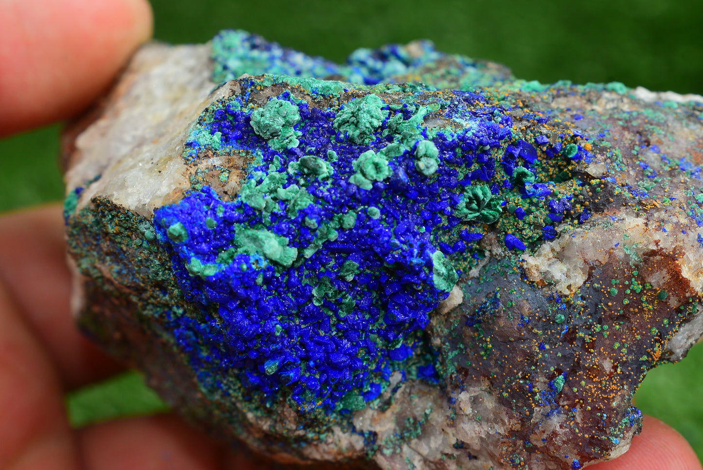 Azurite over Malachite Crystal from Morocco - Freeform Cluster Shape, Natural and Genuine - MeteoriteNwa.com