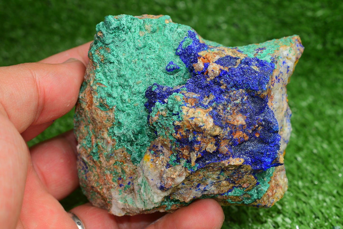 Azurite over Malachite Crystal from Morocco - Freeform Cluster Shape, Natural and Genuine - MeteoriteNwa.com