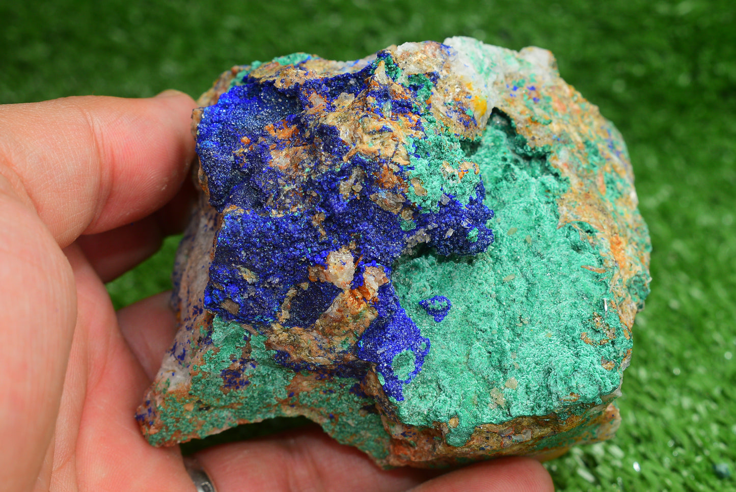 Azurite over Malachite Crystal from Morocco - Freeform Cluster Shape, Natural and Genuine - MeteoriteNwa.com