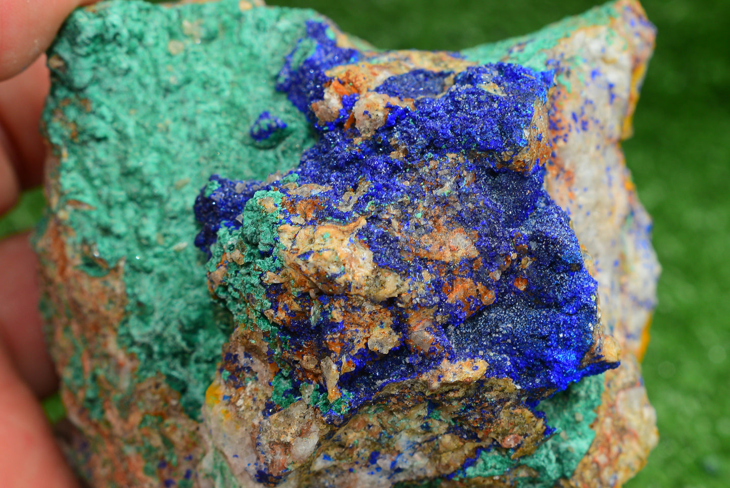 Azurite over Malachite Crystal from Morocco - Freeform Cluster Shape, Natural and Genuine - MeteoriteNwa.com