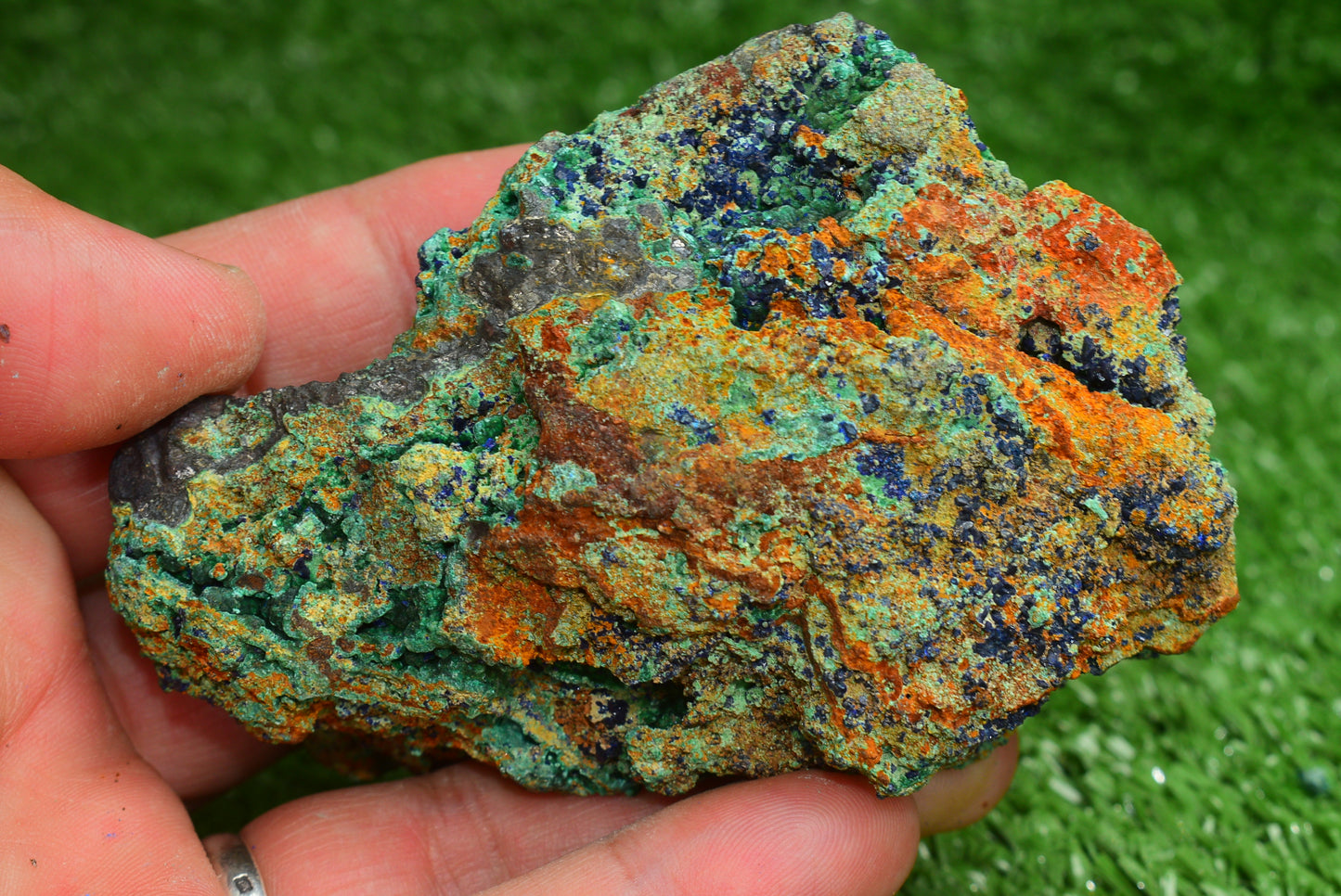 Azurite over Malachite Crystal from Morocco - Freeform Cluster Shape, Natural and Genuine - MeteoriteNwa.com