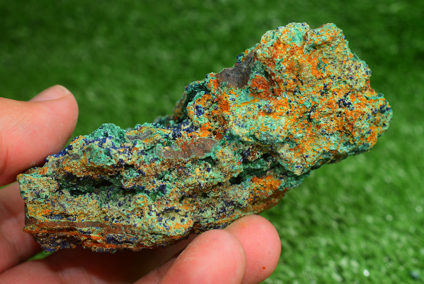 Azurite over Malachite Crystal from Morocco - Freeform Cluster Shape, Natural and Genuine - MeteoriteNwa.com