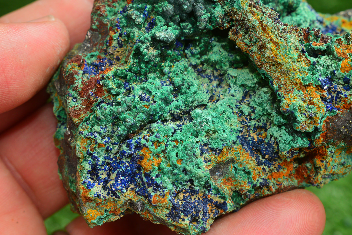 Azurite over Malachite Crystal from Morocco - Freeform Cluster Shape, Natural and Genuine - MeteoriteNwa.com