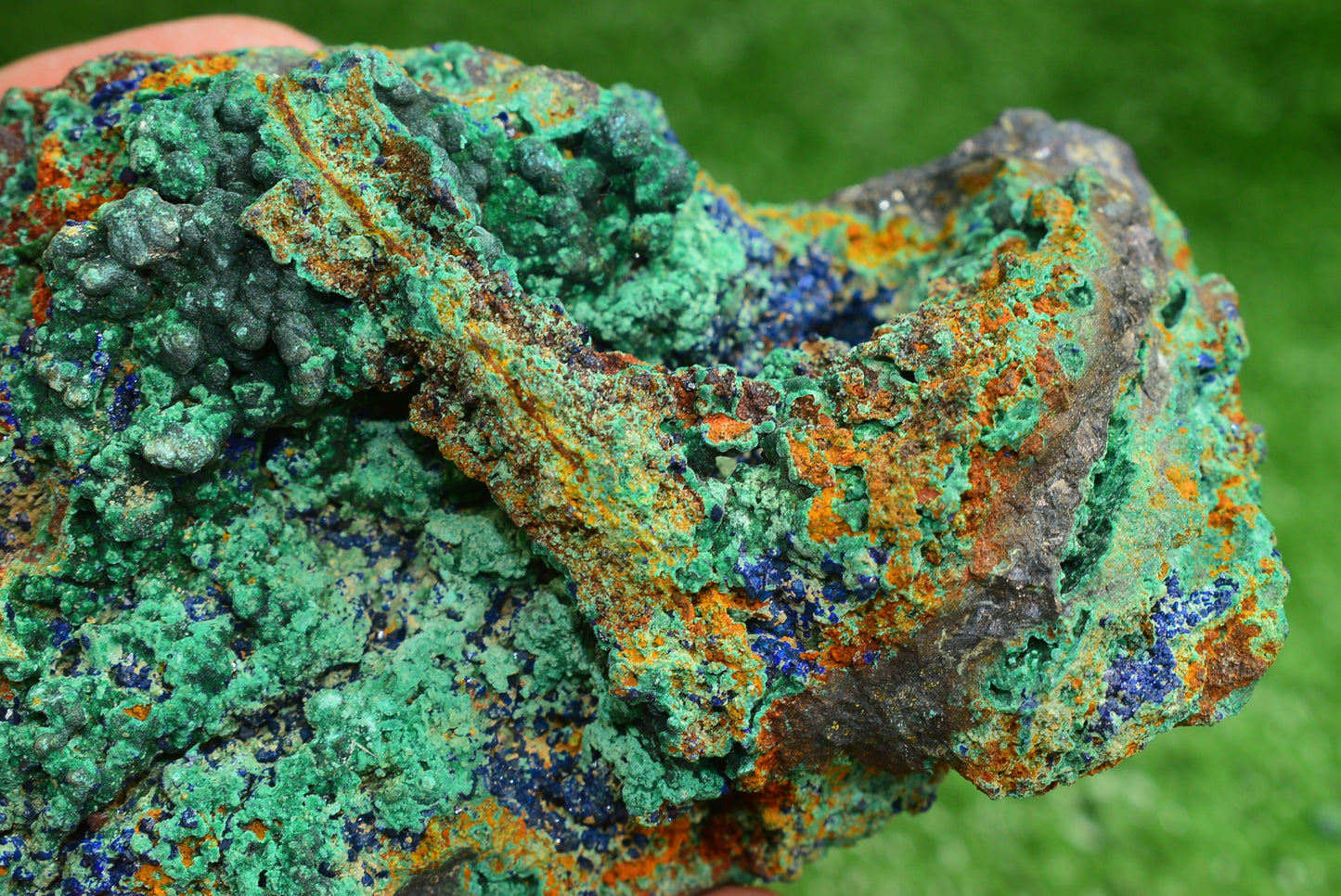 Azurite over Malachite Crystal from Morocco - Freeform Cluster Shape, Natural and Genuine - MeteoriteNwa.com