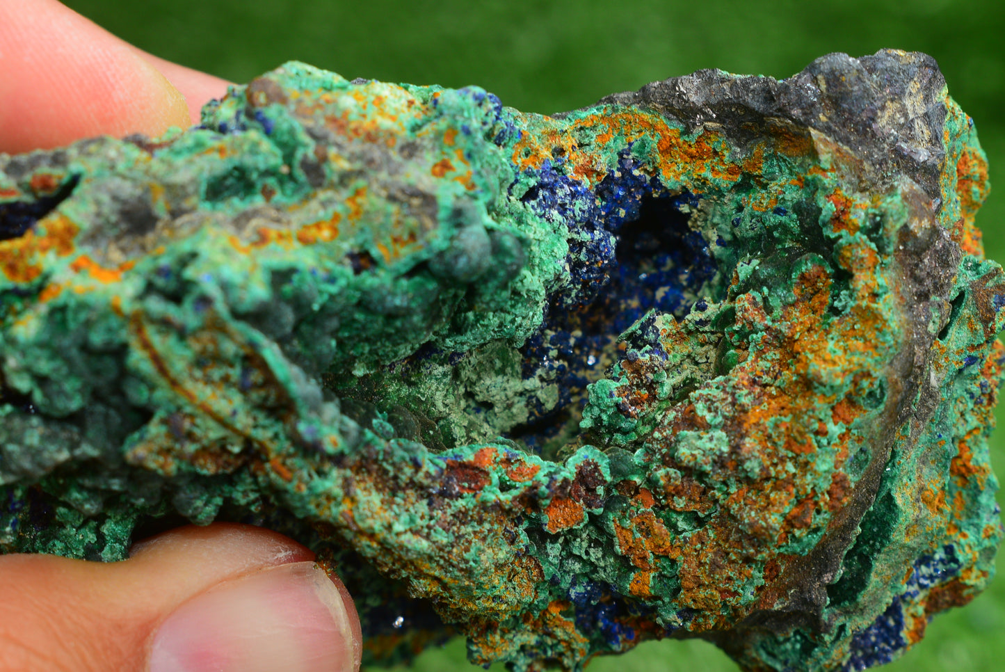Azurite over Malachite Crystal from Morocco - Freeform Cluster Shape, Natural and Genuine - MeteoriteNwa.com