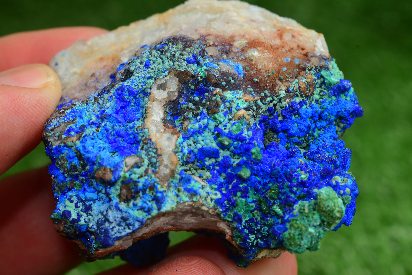 Azurite over Malachite Crystal from Morocco - Freeform Cluster Shape, Natural and Genuine - MeteoriteNwa.com