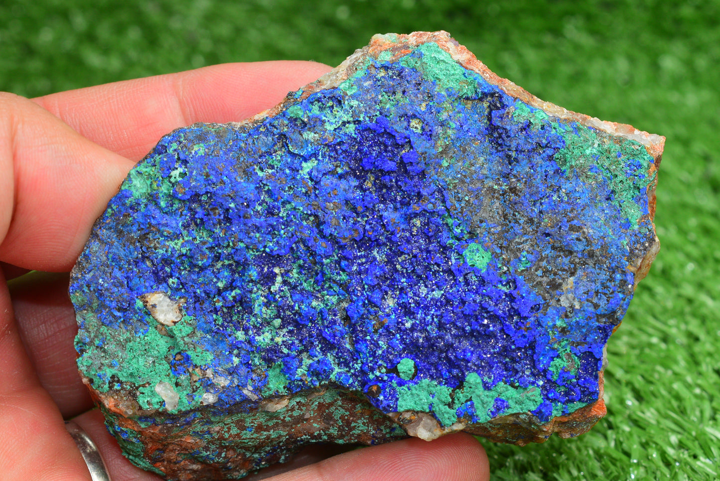 Azurite over Malachite Crystal from Morocco - Freeform Cluster Shape, Natural and Genuine - MeteoriteNwa.com