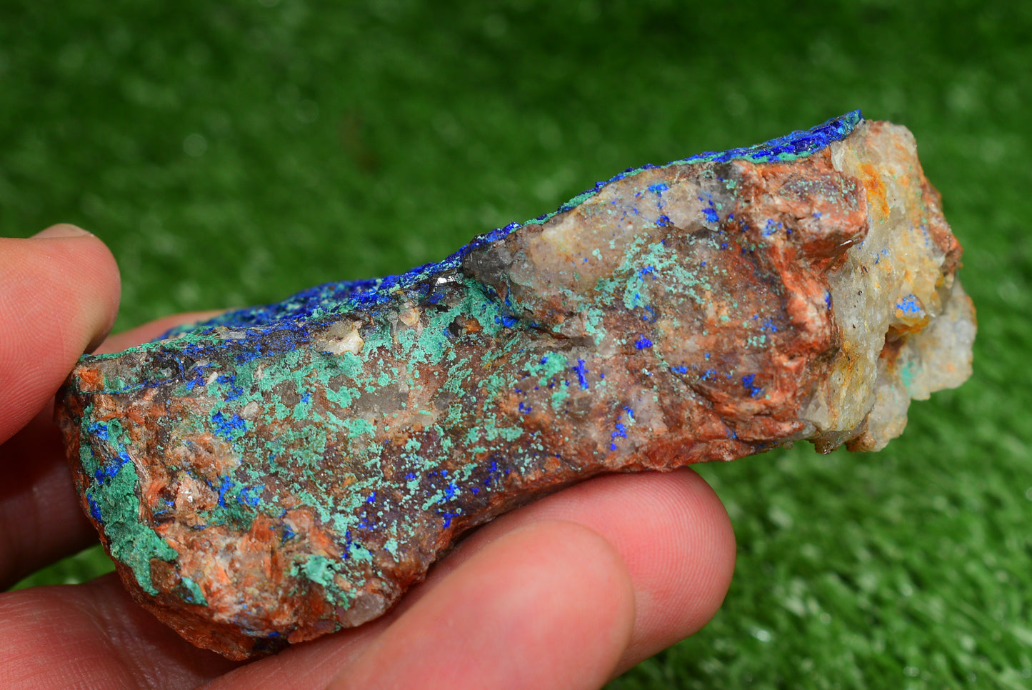 Azurite over Malachite Crystal from Morocco - Freeform Cluster Shape, Natural and Genuine - MeteoriteNwa.com