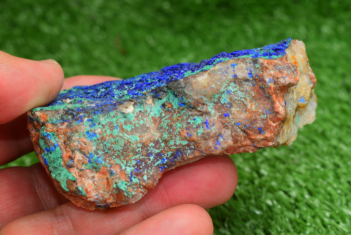 Azurite over Malachite Crystal from Morocco - Freeform Cluster Shape, Natural and Genuine - MeteoriteNwa.com