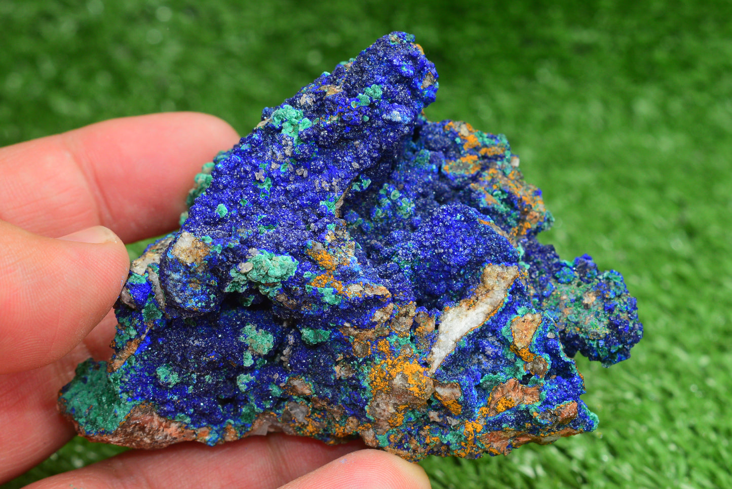 Azurite over Malachite Crystal from Morocco - Freeform Cluster Shape, Natural and Genuine - MeteoriteNwa.com