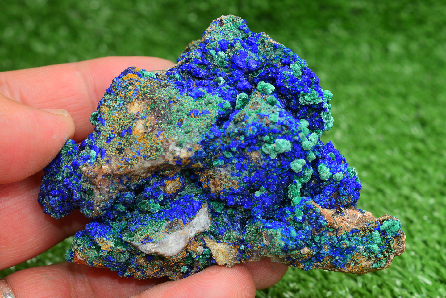 Azurite over Malachite Crystal from Morocco - Freeform Cluster Shape, Natural and Genuine - MeteoriteNwa.com