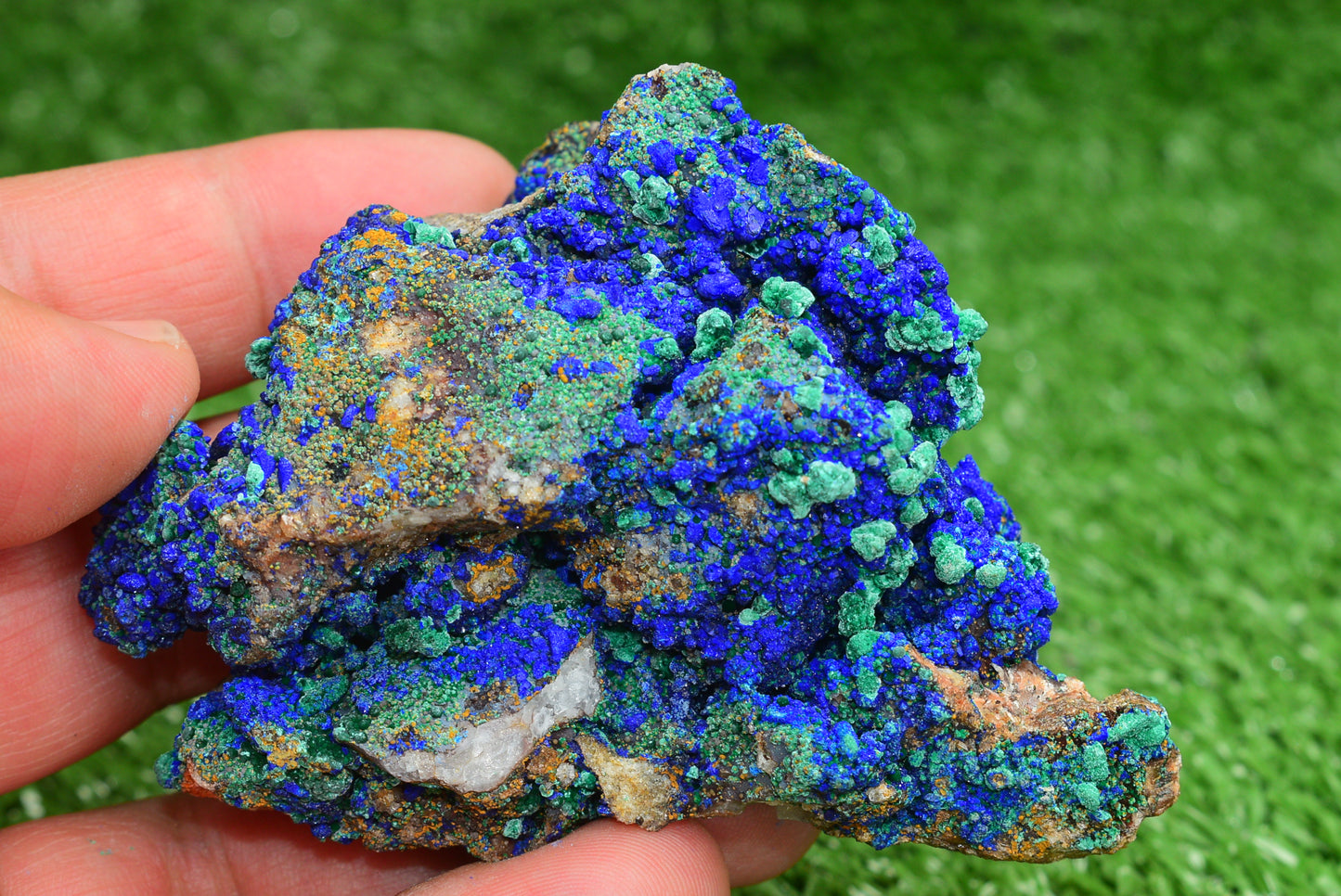 Azurite over Malachite Crystal from Morocco - Freeform Cluster Shape, Natural and Genuine - MeteoriteNwa.com