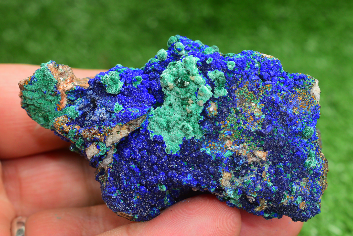 Azurite over Malachite Crystal from Morocco - Freeform Cluster Shape, Natural and Genuine - MeteoriteNwa.com