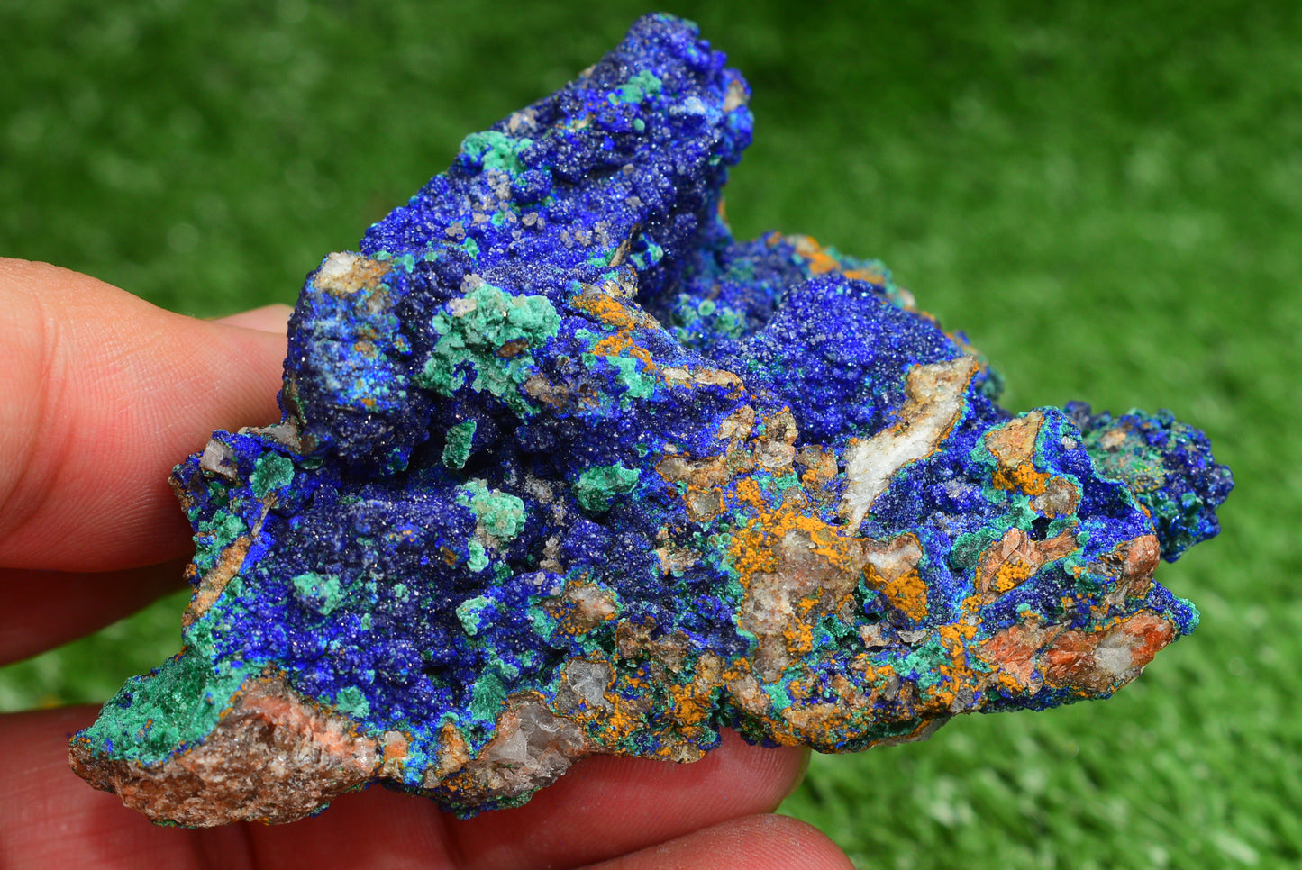 Azurite over Malachite Crystal from Morocco - Freeform Cluster Shape, Natural and Genuine - MeteoriteNwa.com