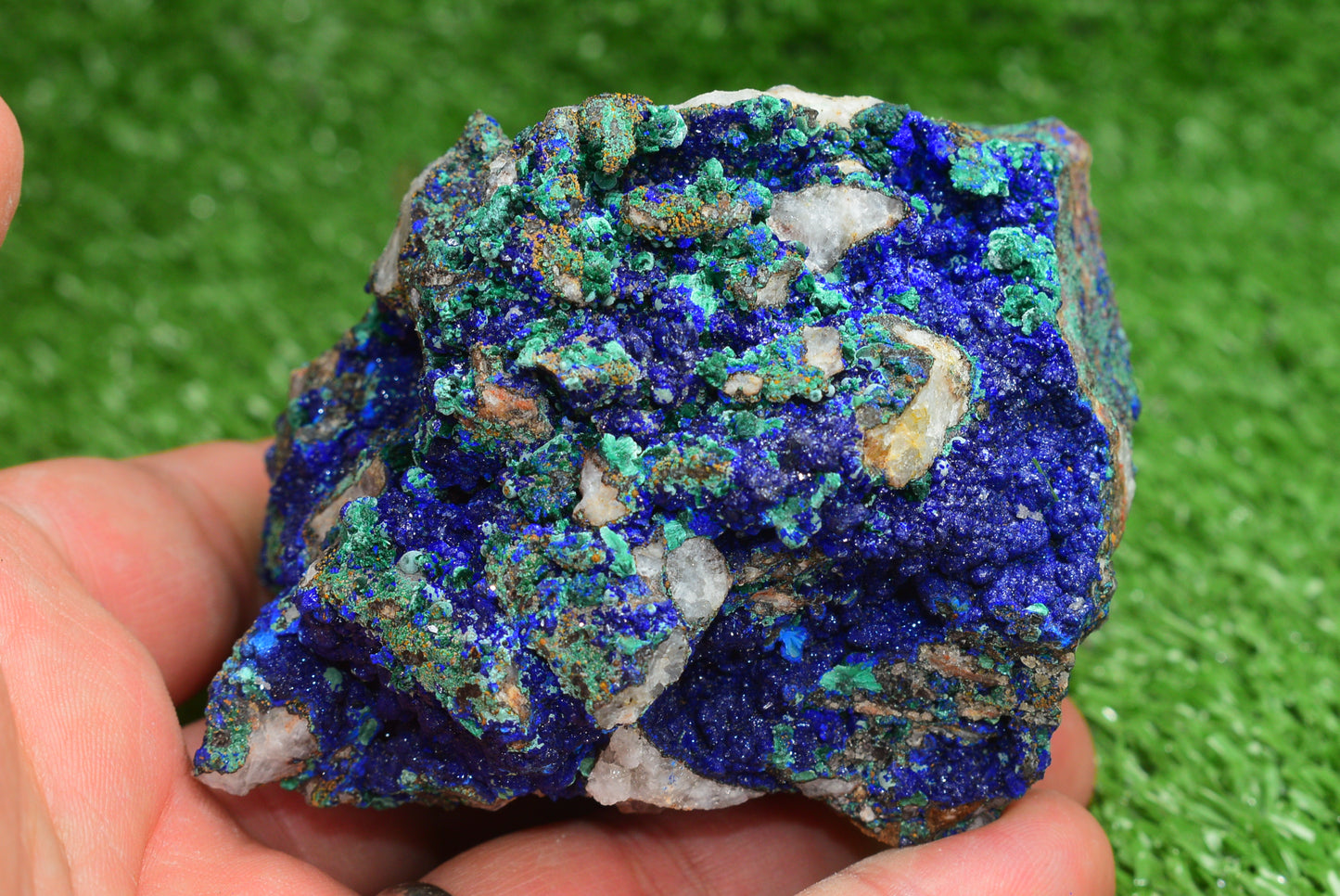 Azurite over Malachite Crystal from Morocco - Freeform Cluster Shape, Natural and Genuine - MeteoriteNwa.com