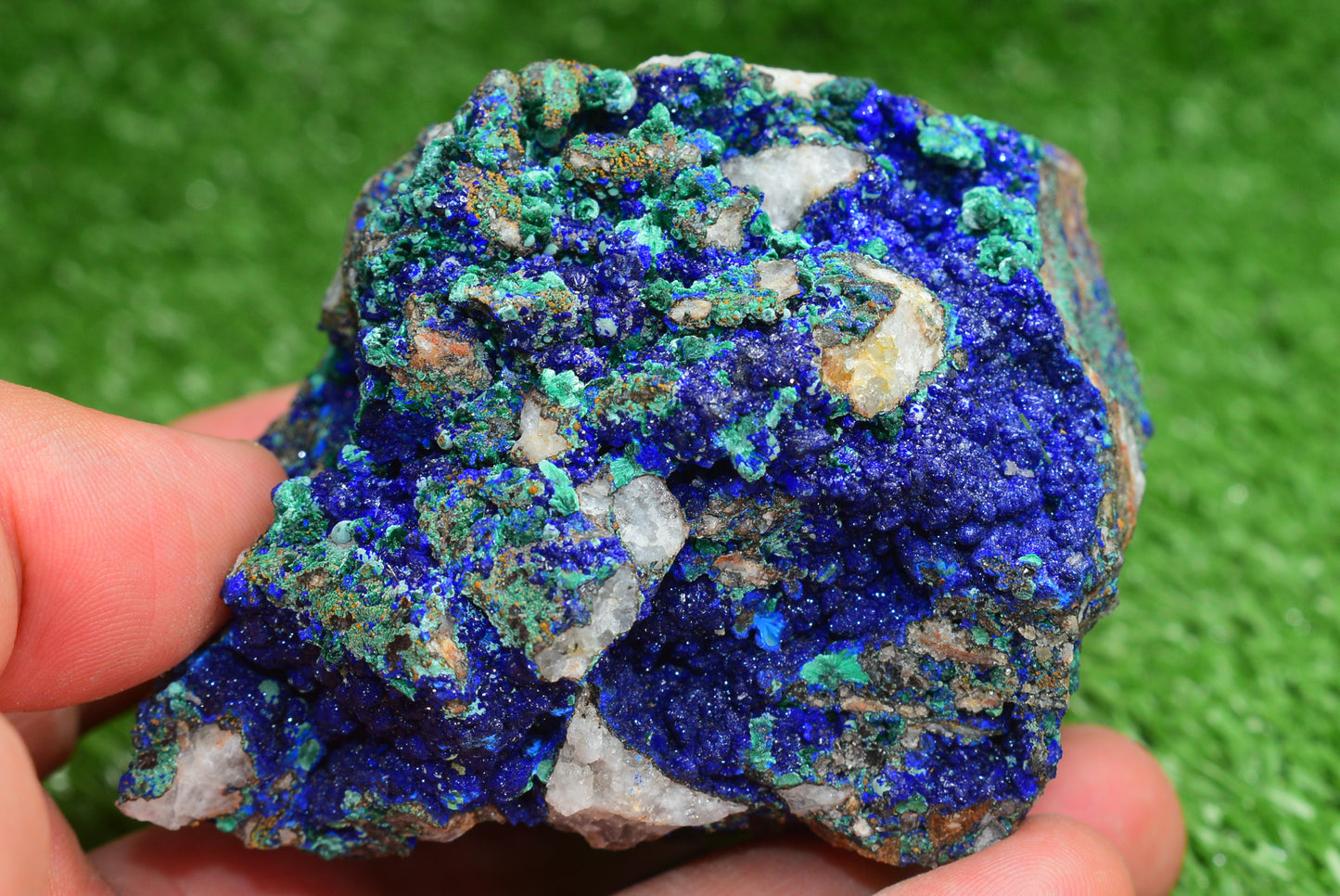Azurite over Malachite Crystal from Morocco - Freeform Cluster Shape, Natural and Genuine - MeteoriteNwa.com