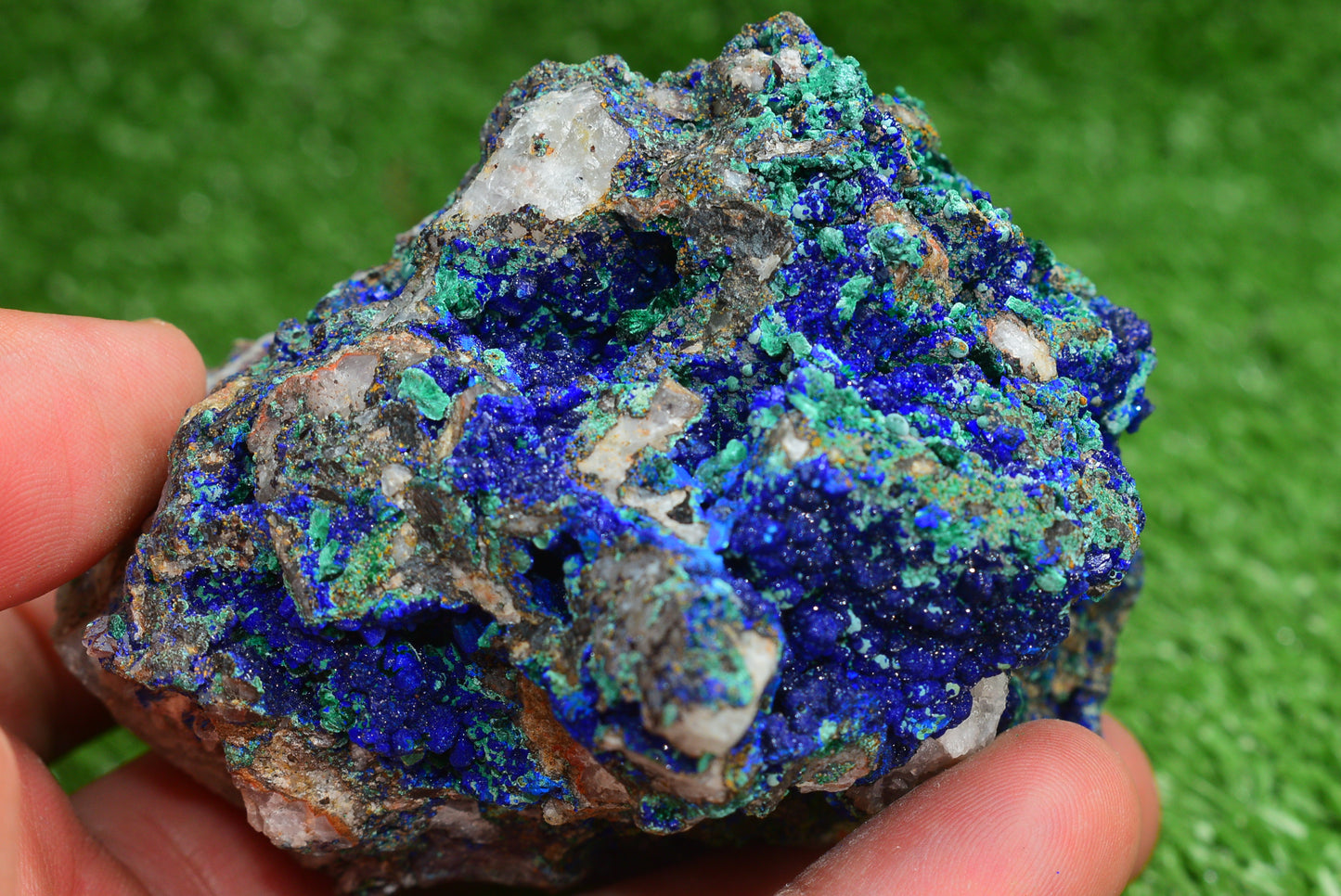 Azurite over Malachite Crystal from Morocco - Freeform Cluster Shape, Natural and Genuine - MeteoriteNwa.com