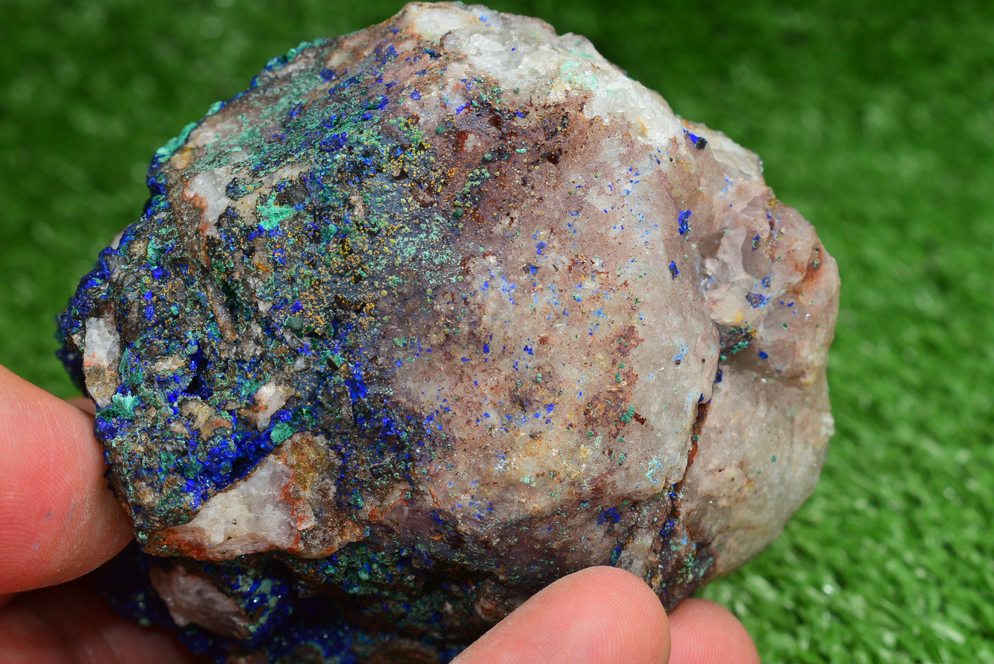 Azurite over Malachite Crystal from Morocco - Freeform Cluster Shape, Natural and Genuine - MeteoriteNwa.com