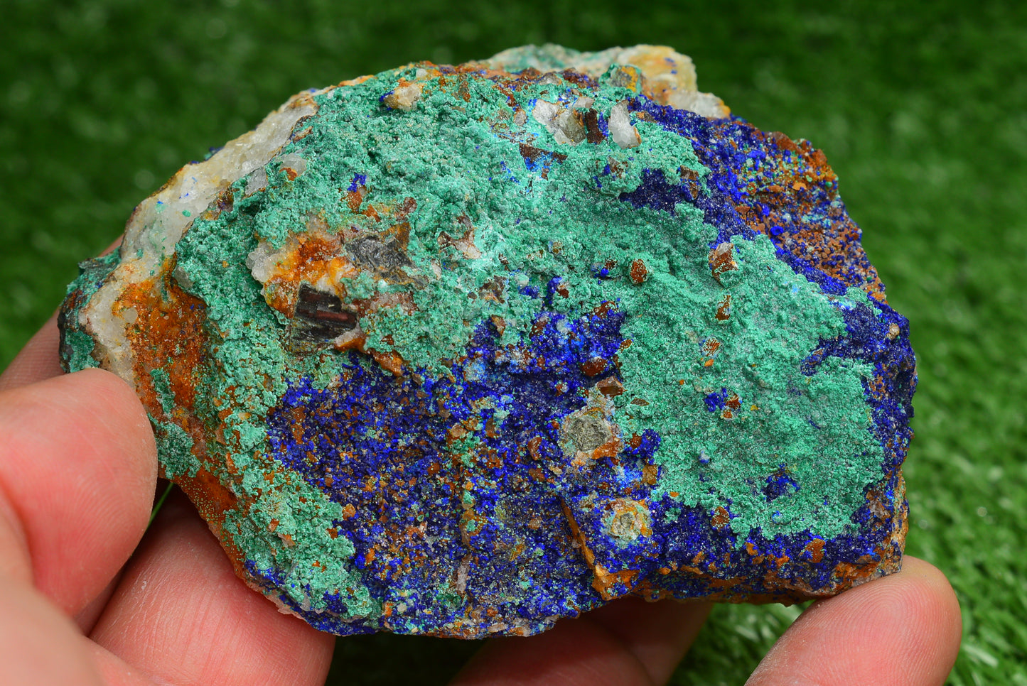 Azurite over Malachite Crystal from Morocco - Freeform Cluster Shape, Natural and Genuine - MeteoriteNwa.com