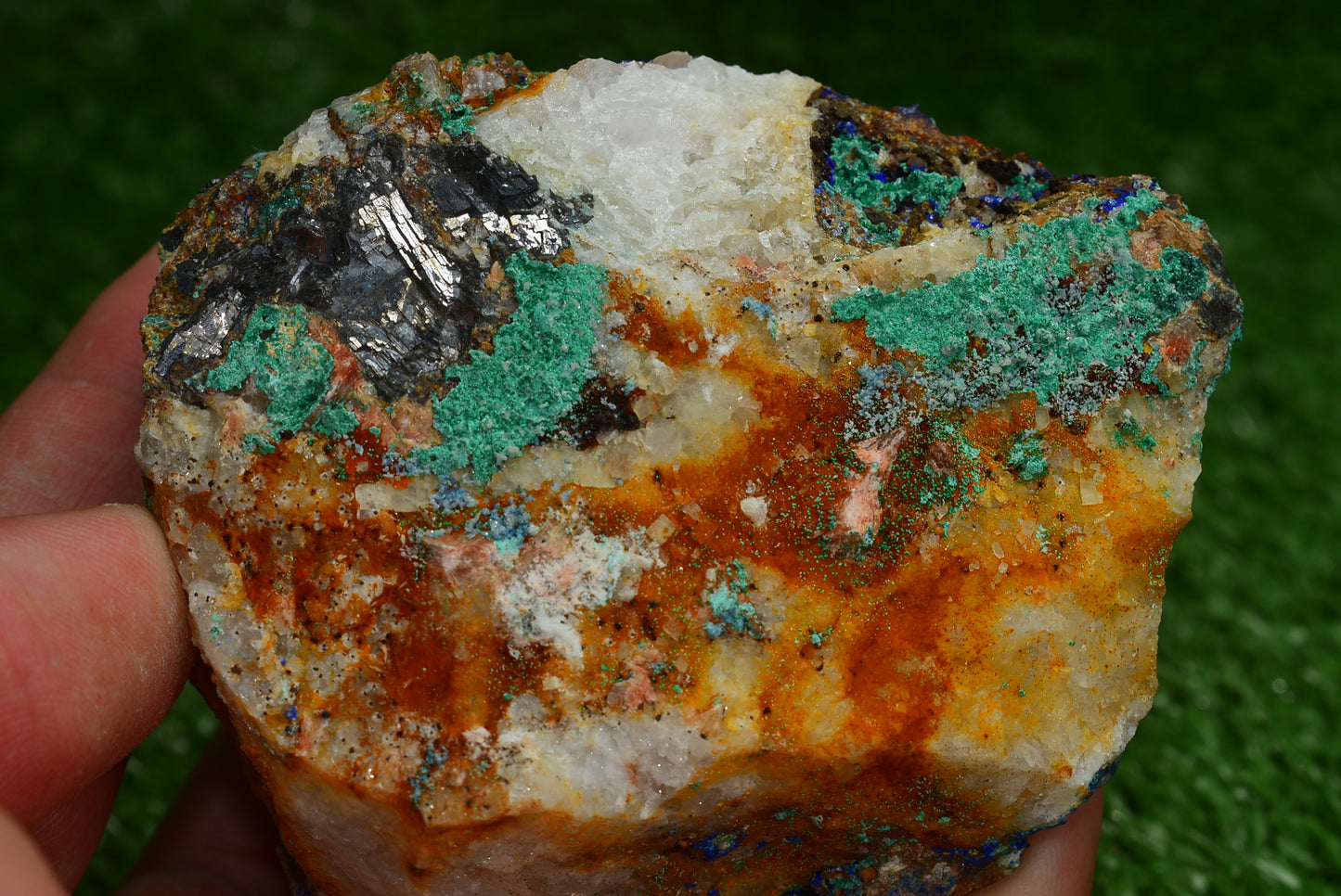 Azurite over Malachite Crystal from Morocco - Freeform Cluster Shape, Natural and Genuine - MeteoriteNwa.com