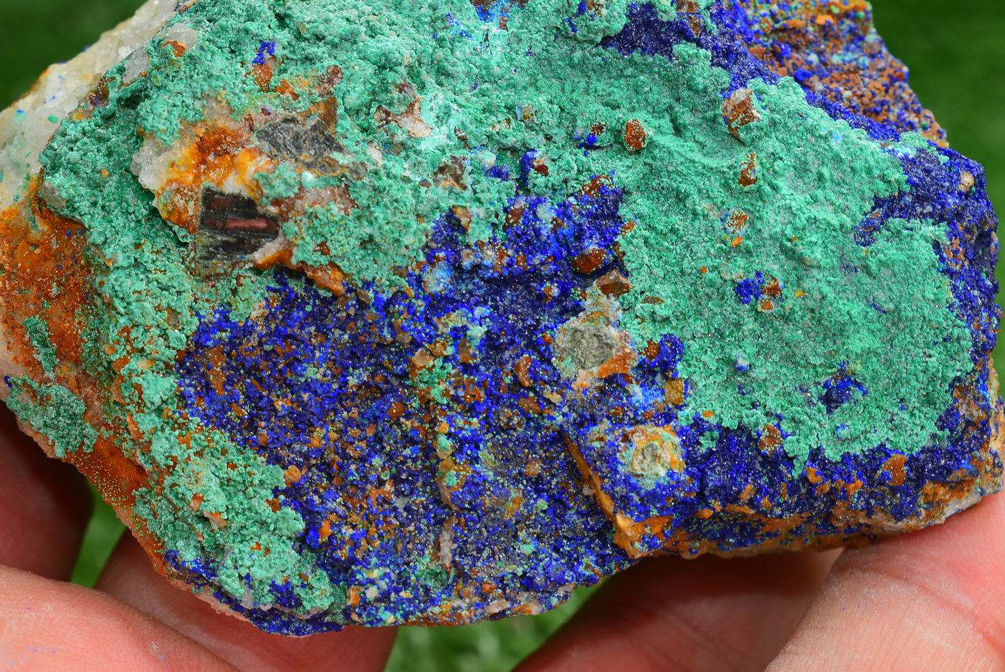 Azurite over Malachite Crystal from Morocco - Freeform Cluster Shape, Natural and Genuine - MeteoriteNwa.com