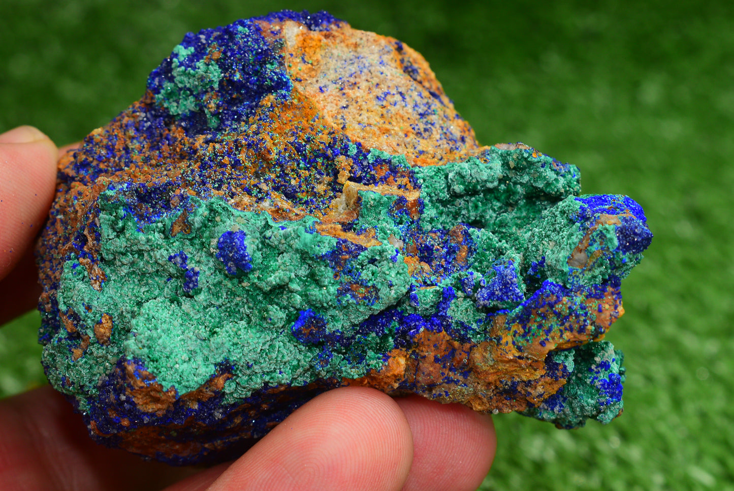 Azurite over Malachite Crystal from Morocco - Freeform Cluster Shape, Natural and Genuine - MeteoriteNwa.com