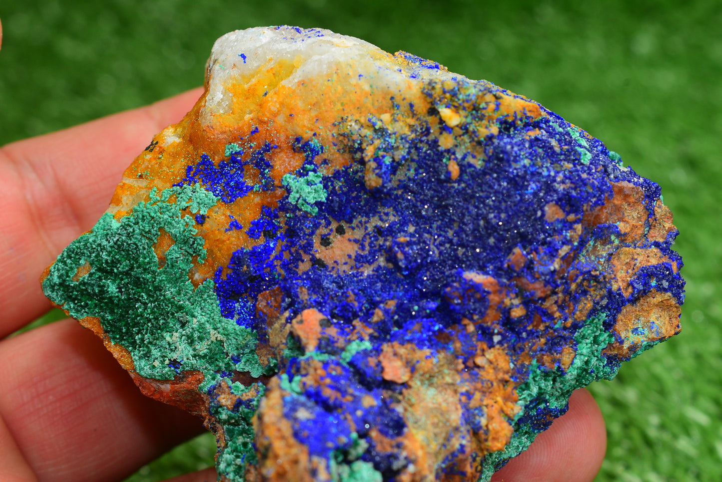 Azurite over Malachite Crystal from Morocco - Freeform Cluster Shape, Natural and Genuine - MeteoriteNwa.com