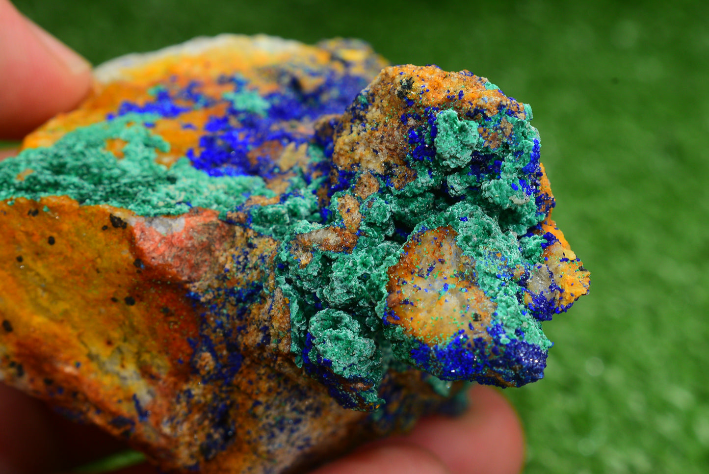 Azurite over Malachite Crystal from Morocco - Freeform Cluster Shape, Natural and Genuine - MeteoriteNwa.com