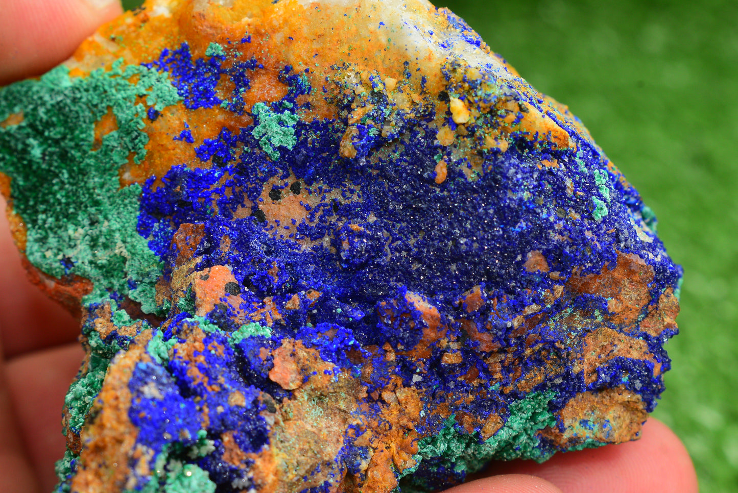 Azurite over Malachite Crystal from Morocco - Freeform Cluster Shape, Natural and Genuine - MeteoriteNwa.com
