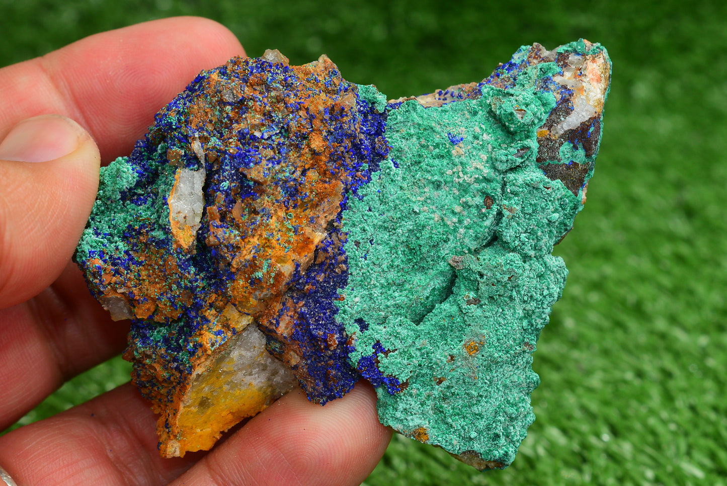 Azurite over Malachite Crystal from Morocco - Freeform Cluster Shape, Natural and Genuine - MeteoriteNwa.com