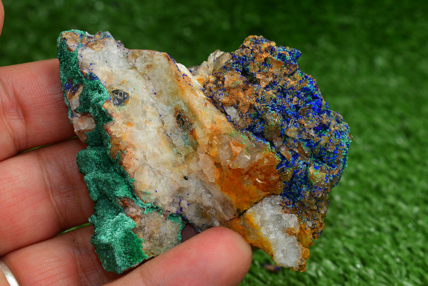Azurite over Malachite Crystal from Morocco - Freeform Cluster Shape, Natural and Genuine - MeteoriteNwa.com