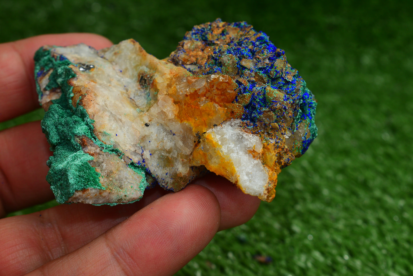 Azurite over Malachite Crystal from Morocco - Freeform Cluster Shape, Natural and Genuine - MeteoriteNwa.com
