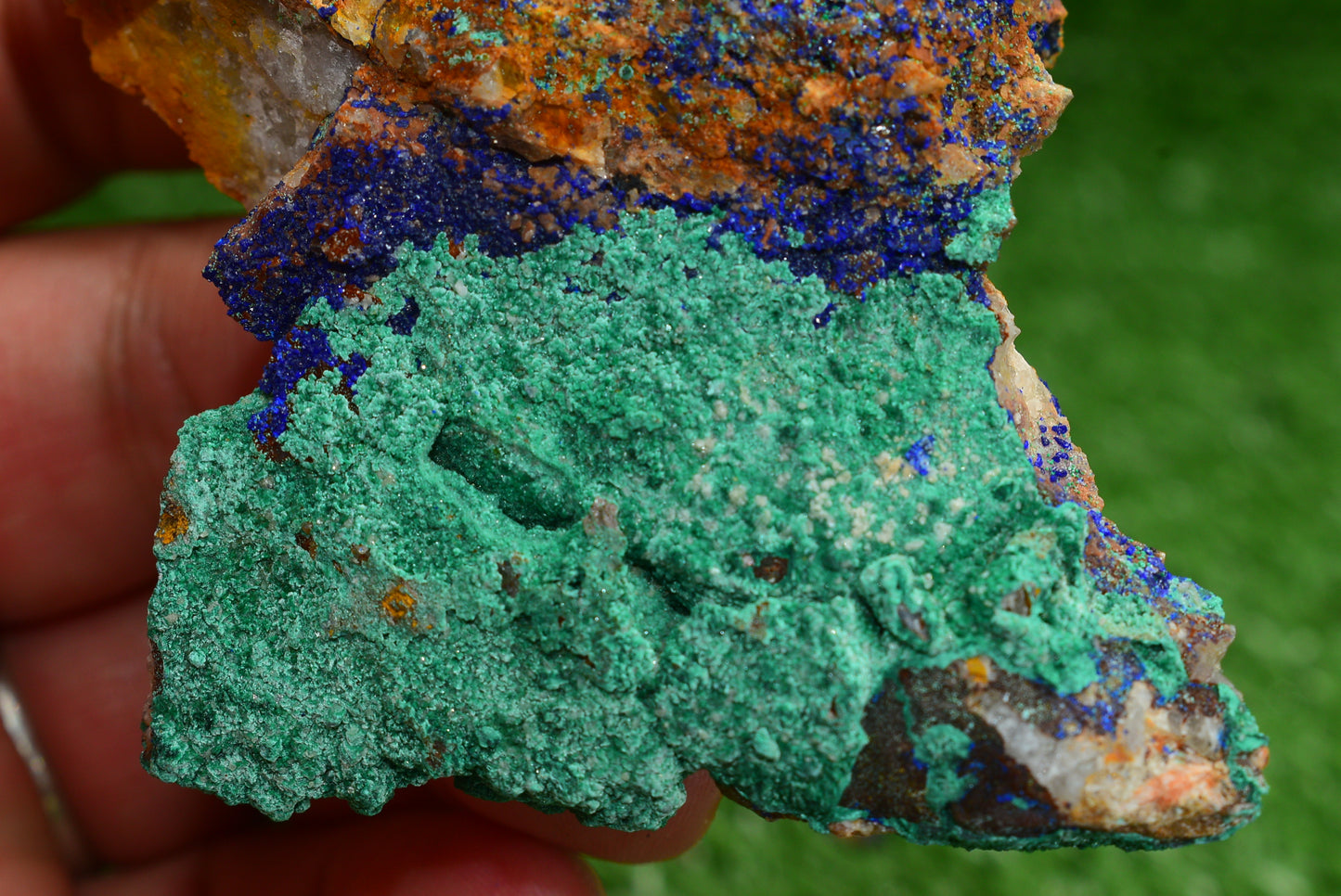 Azurite over Malachite Crystal from Morocco - Freeform Cluster Shape, Natural and Genuine - MeteoriteNwa.com