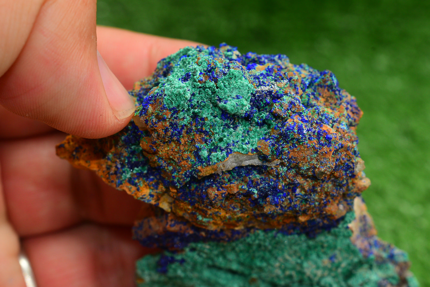 Azurite over Malachite Crystal from Morocco - Freeform Cluster Shape, Natural and Genuine - MeteoriteNwa.com