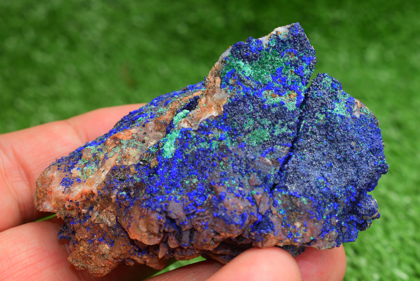 Azurite over Malachite Crystal from Morocco - Freeform Cluster Shape, Natural and Genuine - MeteoriteNwa.com
