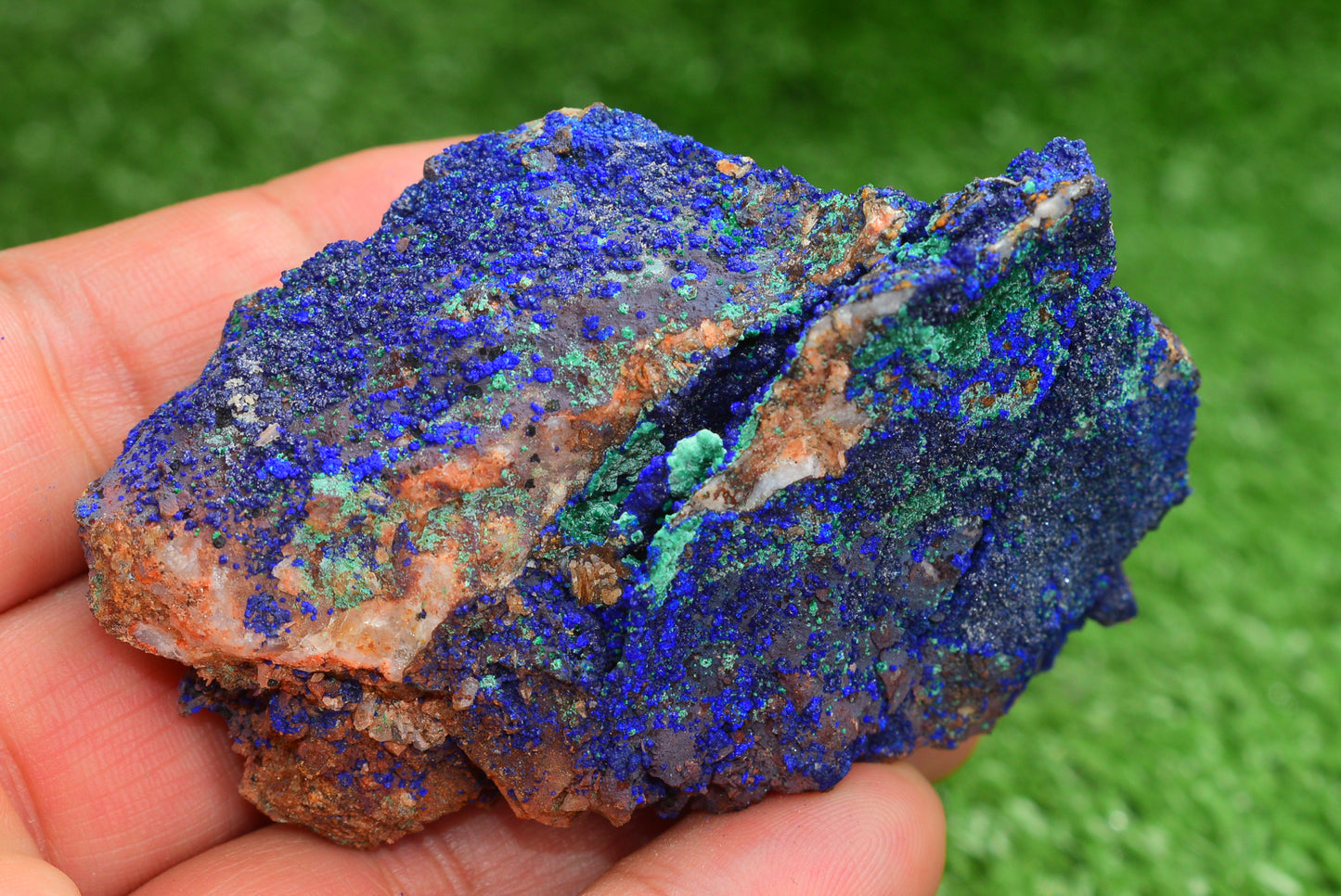 Azurite over Malachite Crystal from Morocco - Freeform Cluster Shape, Natural and Genuine - MeteoriteNwa.com
