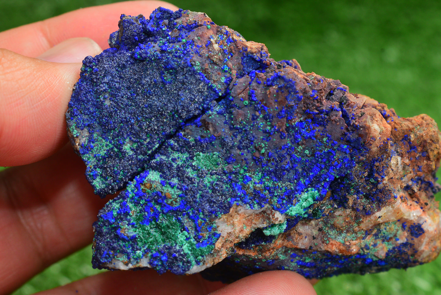 Azurite over Malachite Crystal from Morocco - Freeform Cluster Shape, Natural and Genuine - MeteoriteNwa.com