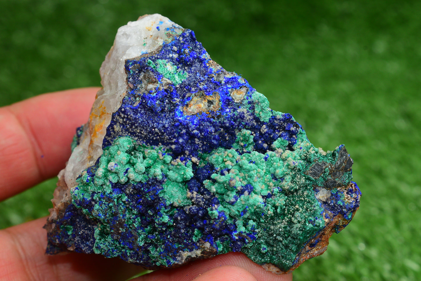 Azurite over Malachite Crystal from Morocco - Freeform Cluster Shape, Natural and Genuine - MeteoriteNwa.com