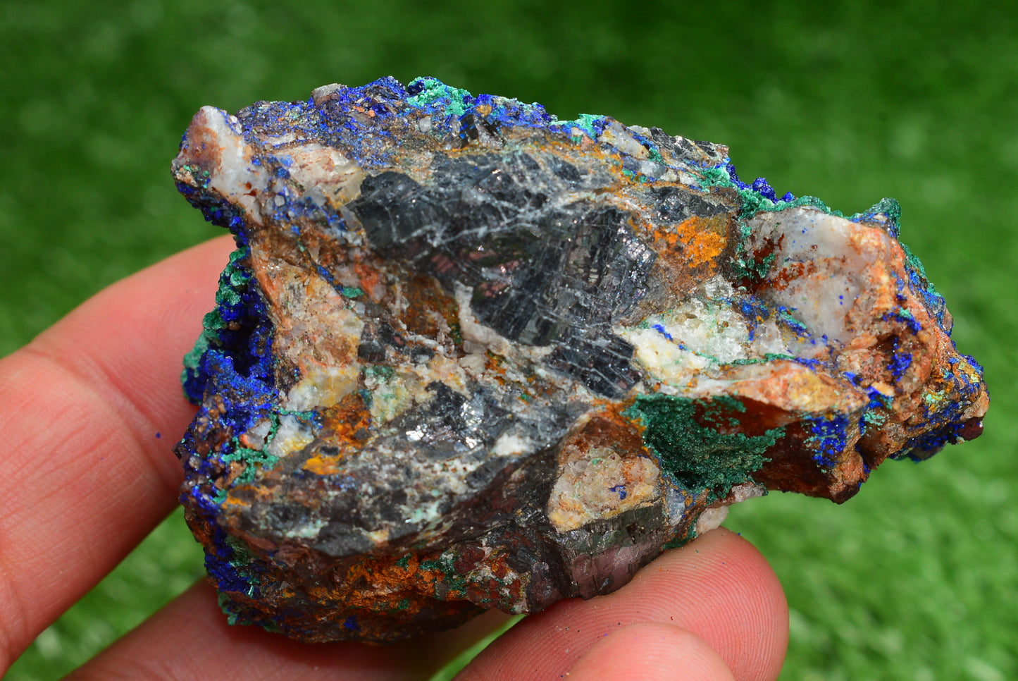 Azurite over Malachite Crystal from Morocco - Freeform Cluster Shape, Natural and Genuine - MeteoriteNwa.com