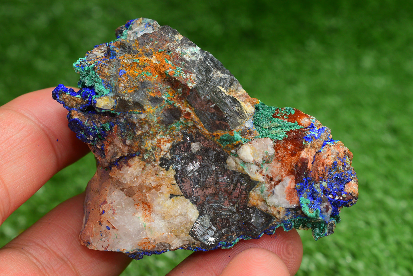 Azurite over Malachite Crystal from Morocco - Freeform Cluster Shape, Natural and Genuine - MeteoriteNwa.com