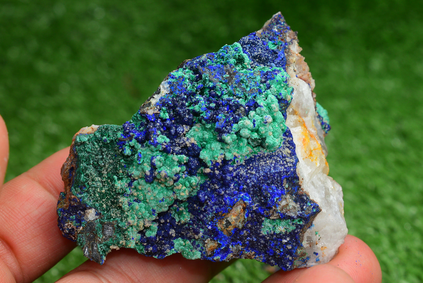 Azurite over Malachite Crystal from Morocco - Freeform Cluster Shape, Natural and Genuine - MeteoriteNwa.com