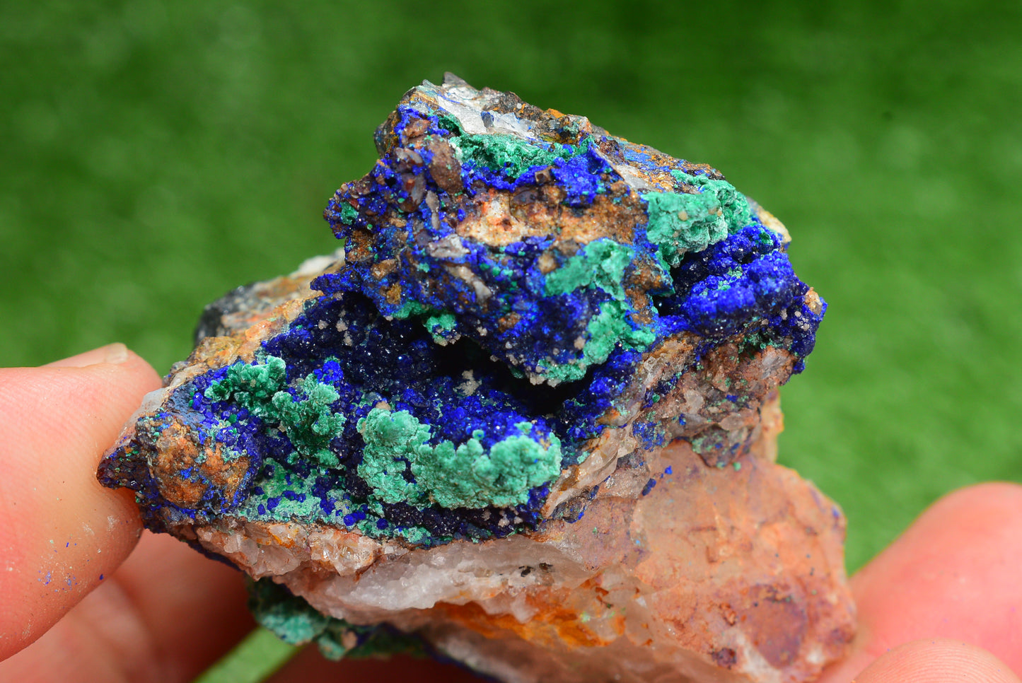 Azurite over Malachite Crystal from Morocco - Freeform Cluster Shape, Natural and Genuine - MeteoriteNwa.com