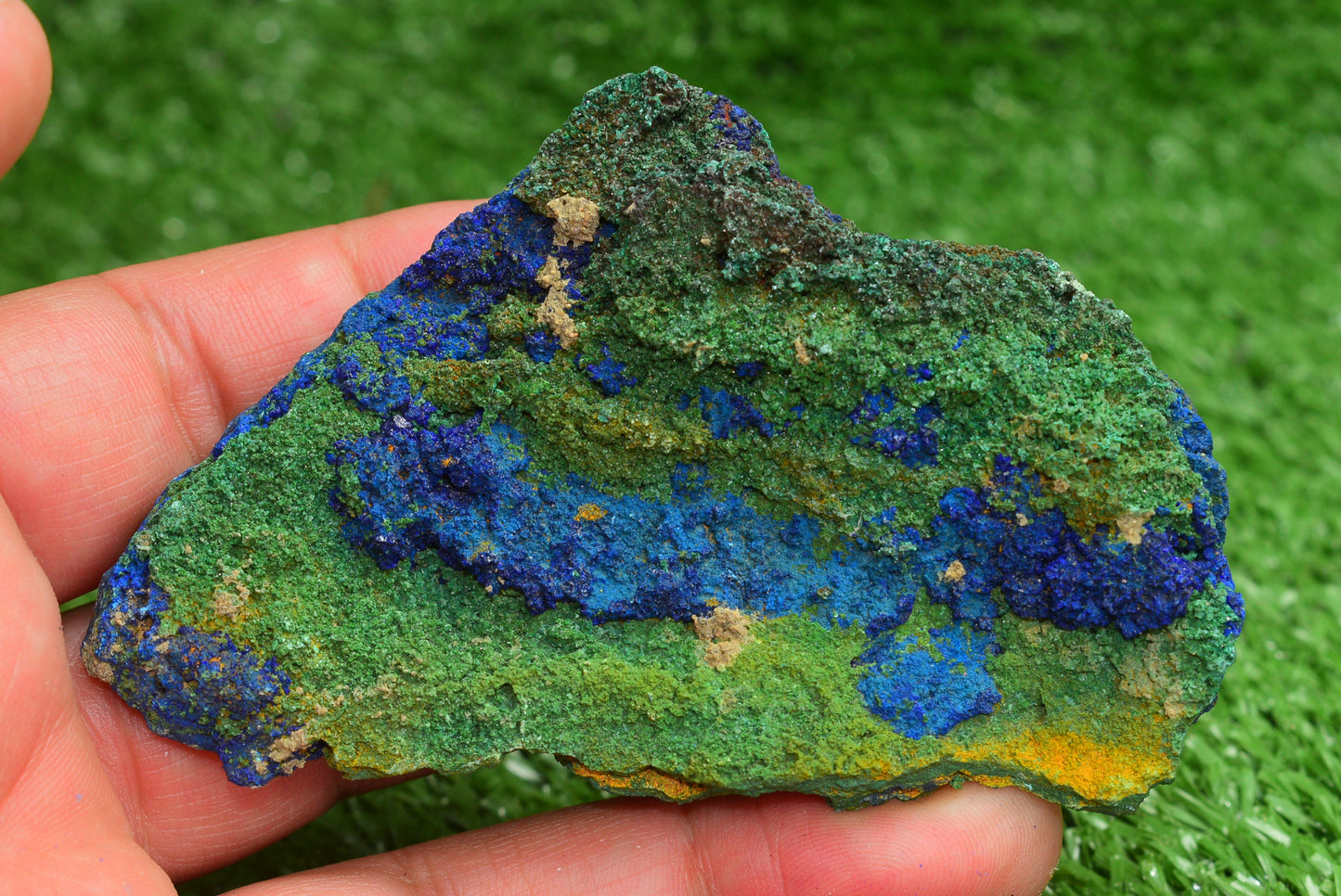 Azurite over Malachite Crystal from Morocco - Freeform Cluster Shape, Natural and Genuine - MeteoriteNwa.com