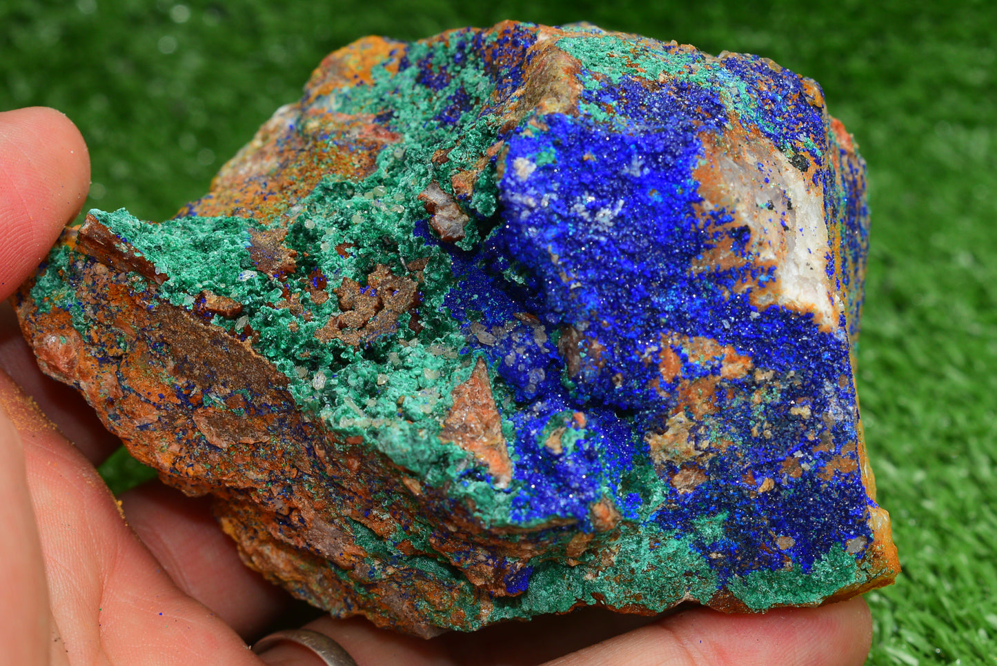 Azurite over Malachite Crystal from Morocco - Freeform Cluster Shape, Natural and Genuine - MeteoriteNwa.com