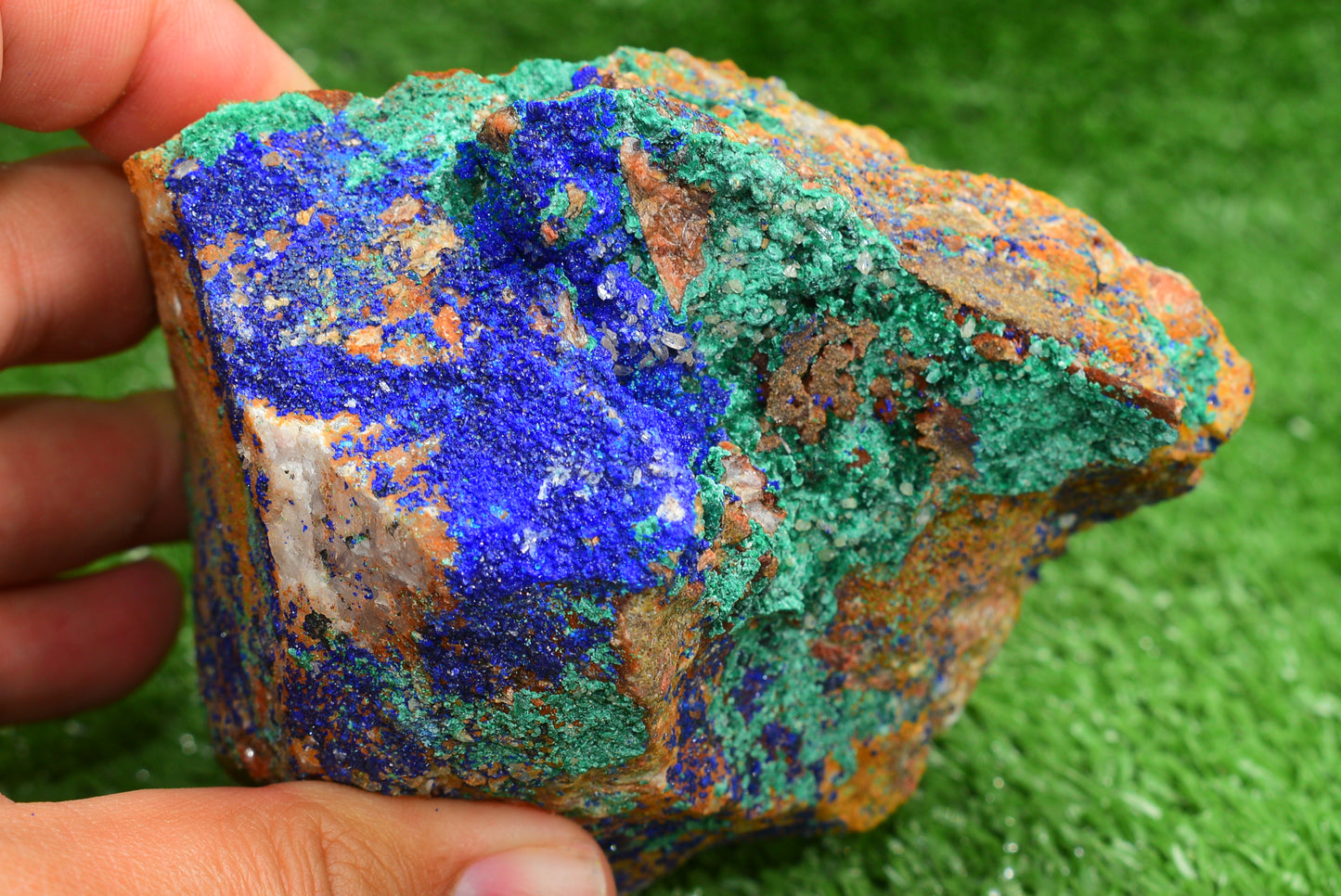 Azurite over Malachite Crystal from Morocco - Freeform Cluster Shape, Natural and Genuine - MeteoriteNwa.com