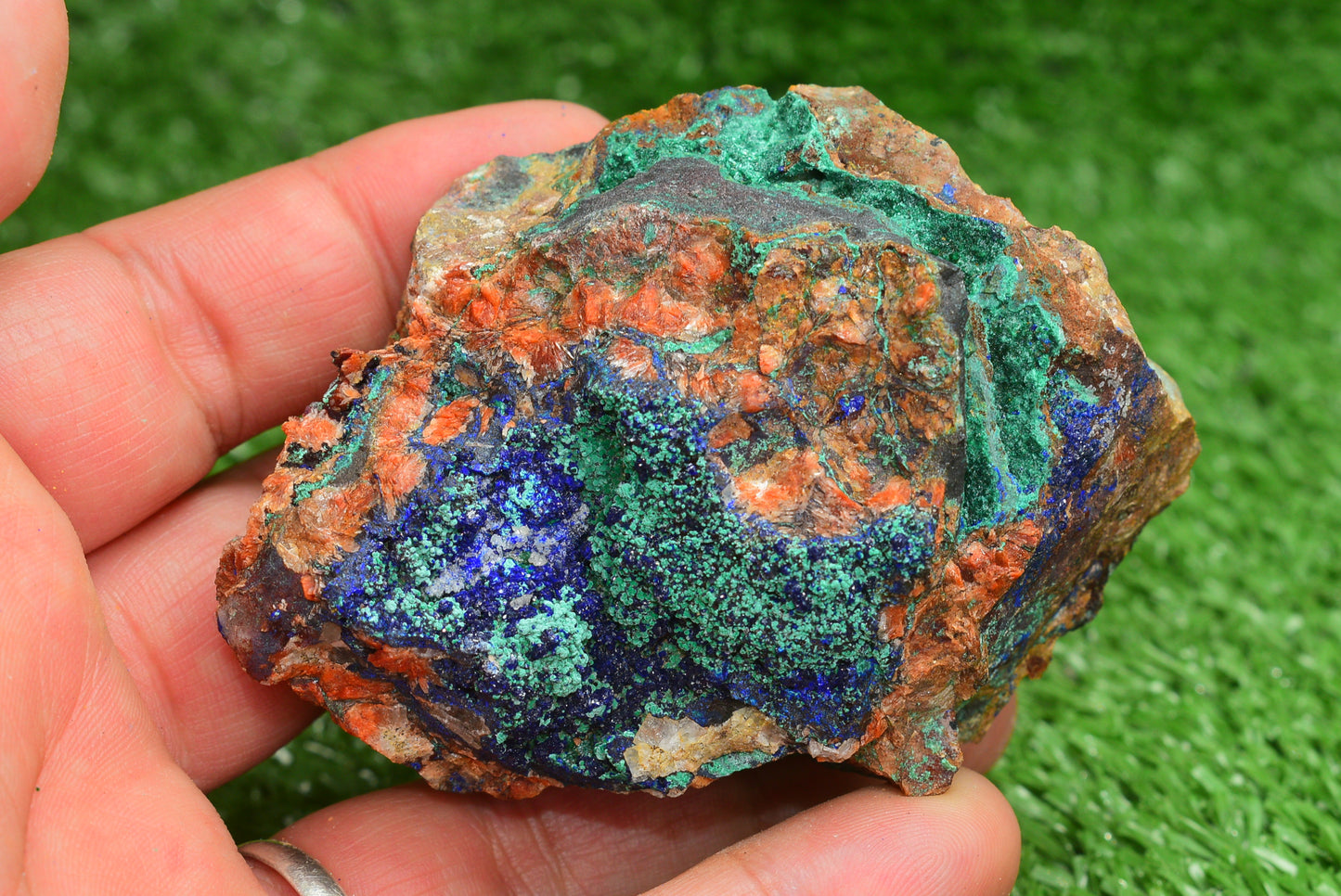Azurite over Malachite Crystal from Morocco - Freeform Cluster Shape, Natural and Genuine - MeteoriteNwa.com