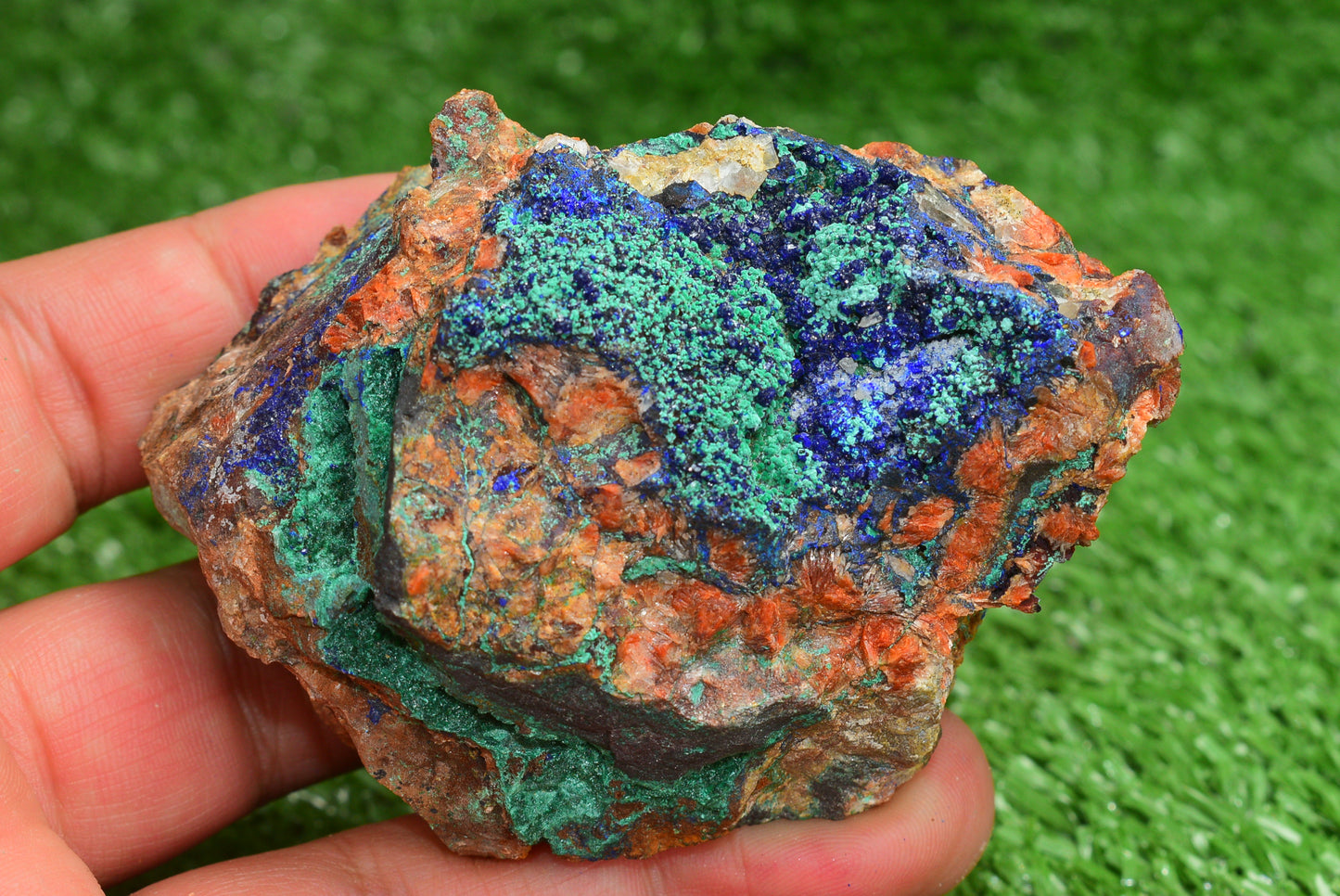 Azurite over Malachite Crystal from Morocco - Freeform Cluster Shape, Natural and Genuine - MeteoriteNwa.com