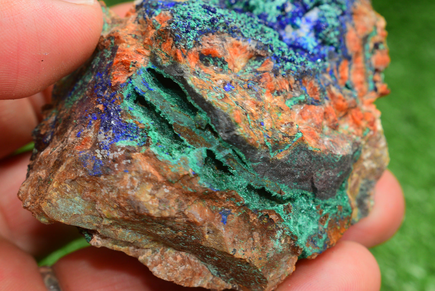 Azurite over Malachite Crystal from Morocco - Freeform Cluster Shape, Natural and Genuine - MeteoriteNwa.com