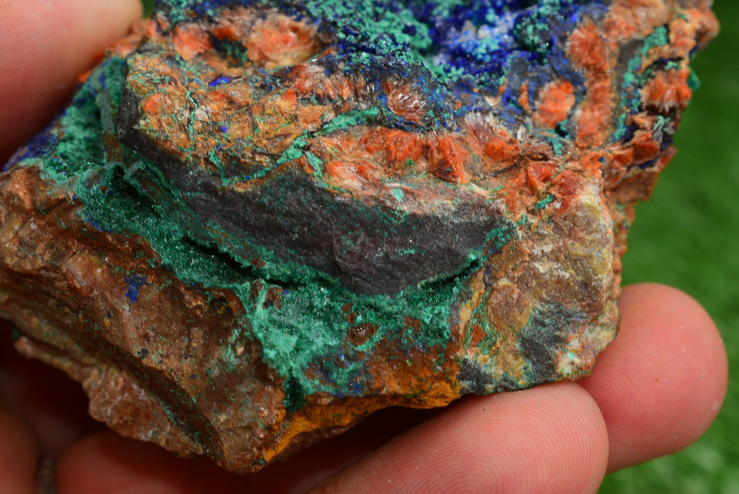 Azurite over Malachite Crystal from Morocco - Freeform Cluster Shape, Natural and Genuine - MeteoriteNwa.com
