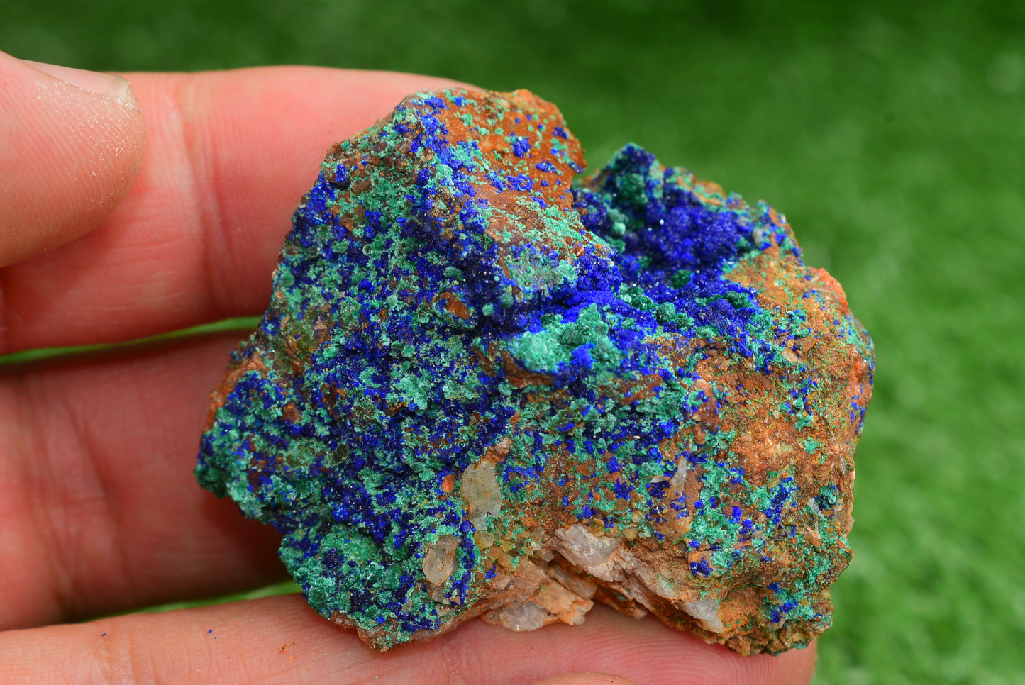 Azurite over Malachite Crystal from Morocco - Freeform Cluster Shape, Natural and Genuine - MeteoriteNwa.com